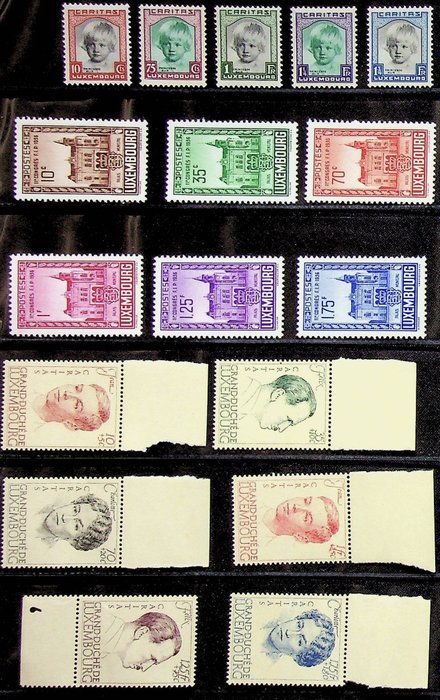 Luxembourg 1931/1952 - Various better complete series - Michel 240/244, 290/295, 303/308, 315/320, 333/338, 490/494, D127, Ta3/5