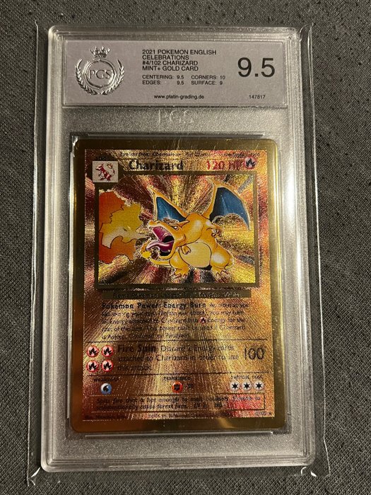 The Pokémon Company - Pokémon - Graded Card Gold Metal Charizard PGS 9,5 - 2021