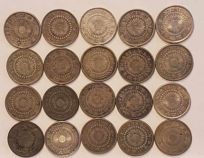 Japan. Meiji to Taisho. 50 Sen various years (1906-1917), 20 coins