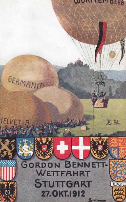German Empire 1912/1914 - 8 entire postal items of the “Pionierflugpost” (Pioneer Airmail) – Gordon Bennett 1912 Stuttgart, - Pionierflugpost