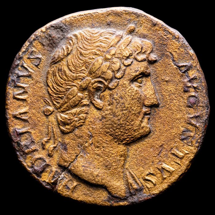 Roman Empire. Hadrian (AD 117-138). Æ Sestertius,  Rome 125-127 A.D. - COS III, Neptune, foot set on prow, holding trident and acrostolium.
