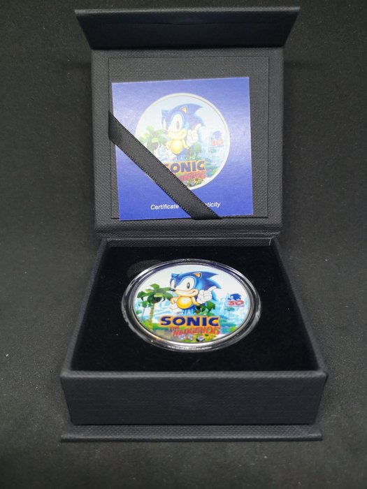 Niue. 2 Dollars 2021 Silver Sonic the Hedgehog 30th Anniversary Colorized Coin - 1 Oz