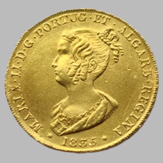 Portugal. D. Maria II (1834-1853). Peça (7.500 Reis) 1835 - Lisboa - 3º Tipo - Escassa
