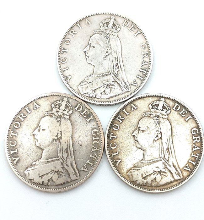 United Kingdom. Double florin 1887/1889 (3 pieces)