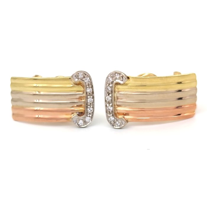 18 kt. Pink gold, White gold, Yellow gold - Earrings - 0.07 ct Diamonds