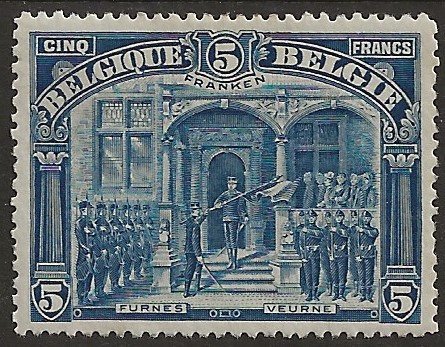 België 1915 - 5F Veurne - FRANKEN - perfect gecentreerd - OBP/COB 147