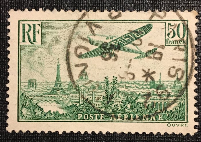 France 1936 - Airmail, 50 Francs green. - Yvert Tellier n°14