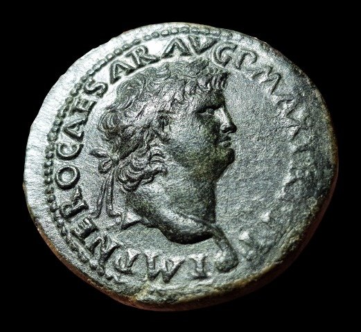 Roman Empire. Nero (AD 54-68). Æ Dupondius,  Lugdunum, circa AD 66-67 (32mm, 17,05g)