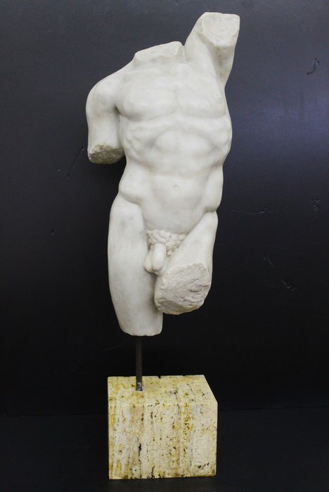 Scultura, Torso maschile - 88 cm - Marmo - metà del XX secolo