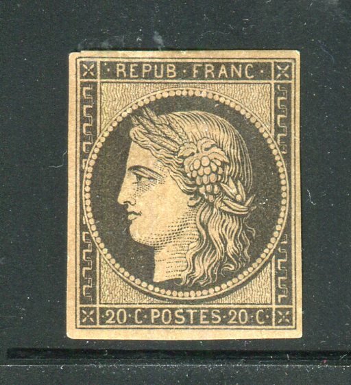 Frankrijk 1862 - Superb & Rare n° 3f - 20 Centimes Black - Signed Calves