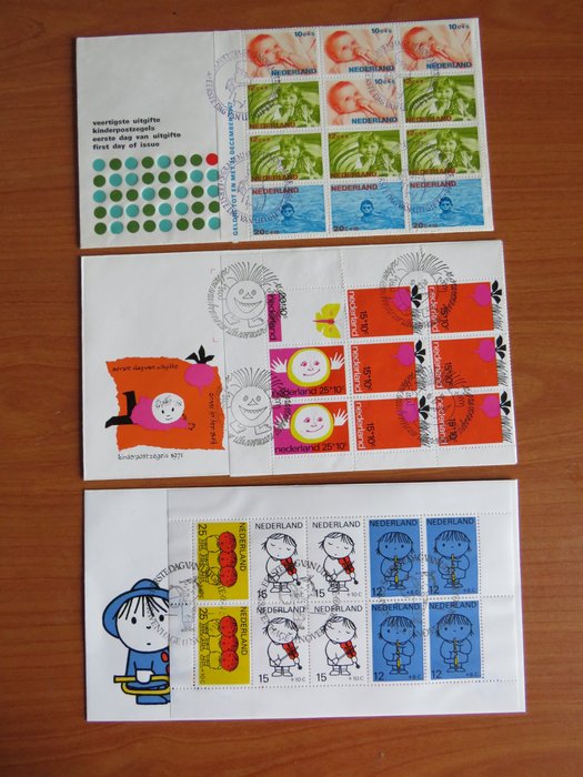 Nederland 1966/1970 - Kindblokken op kleine FDC - NVPH E81a, E100a, E114a