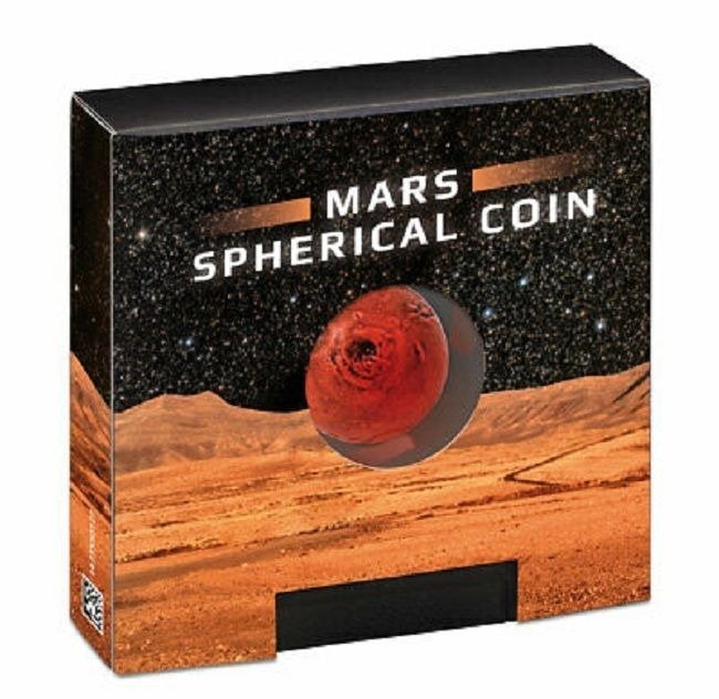 Barbade. 5 Dollars 2021 Spherical Mars 3D Planet, 1 Oz