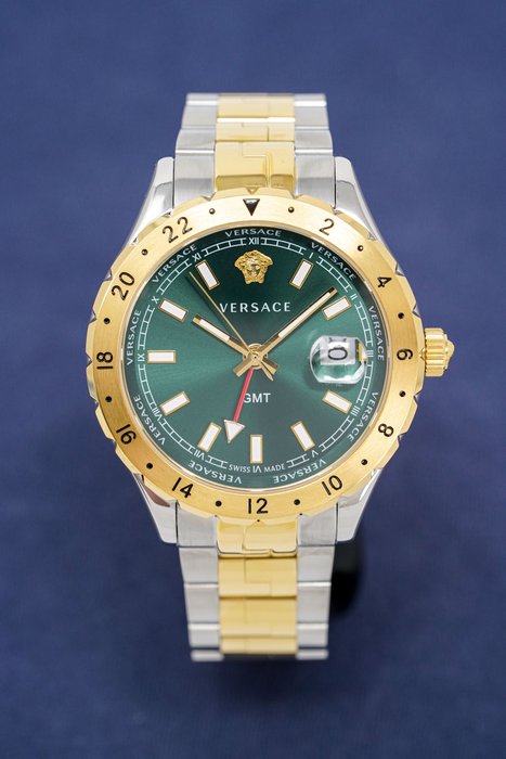 Preview of the first image of Versace - Hellenyium GMT Green Two-Tone - V11050015 + FREE SHIPPING - Men - 2011-present.
