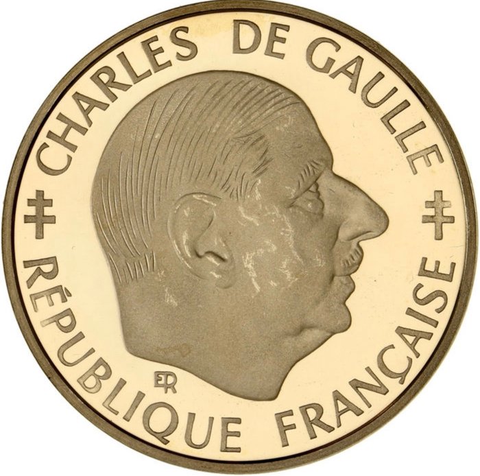 France. Fifth Republic. 1 Franc Belle Epreuve EN Or 1 franc - Charles De Gaulle- 1988
