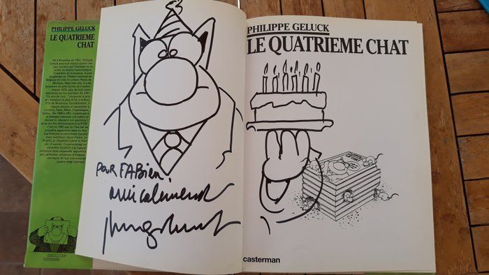 Le Chat T4 - Le Quatrième chat + dédicace - C + jaquette - Reprint - (1991)