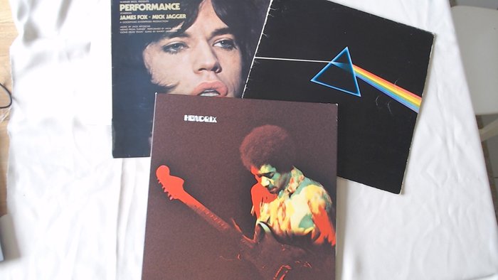 Jimi Hendrix' Band Of Gypsys, Pink Floyd, Mick Jagger  Soundtrack - dark side of the moon / Band of Gypsys / Jagger & Performance - Diverse titels - LP's - 140 gram, 1ste stereo persing - 1997/1970
