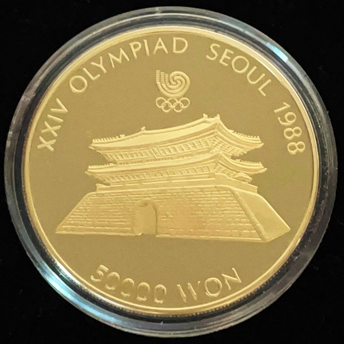 South Korea. 50000 Won 1987 Proof. Celebrativa delle Olimpiadi di Seul 1988 (33,626 gr .925)