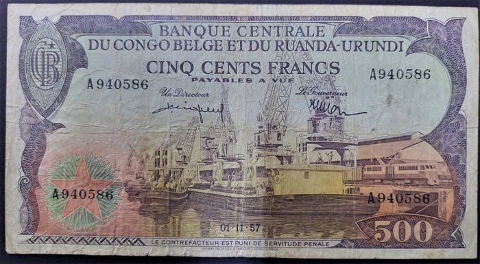 Belgian Congo - 3 banknotes - Various dates