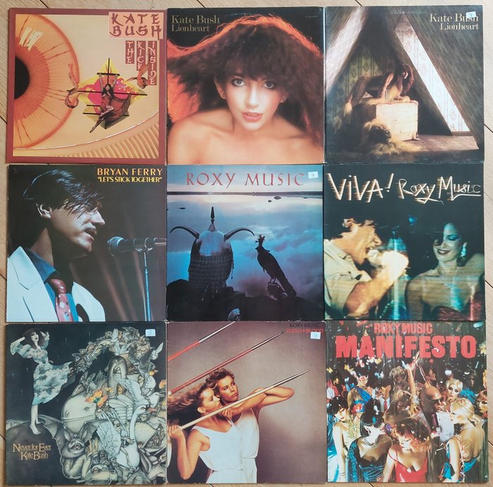 Bryan Ferry, Kate Bush, Roxy Music & Related - 8 Albums - Diverse titels - LP's - Stereo - 1976/1982