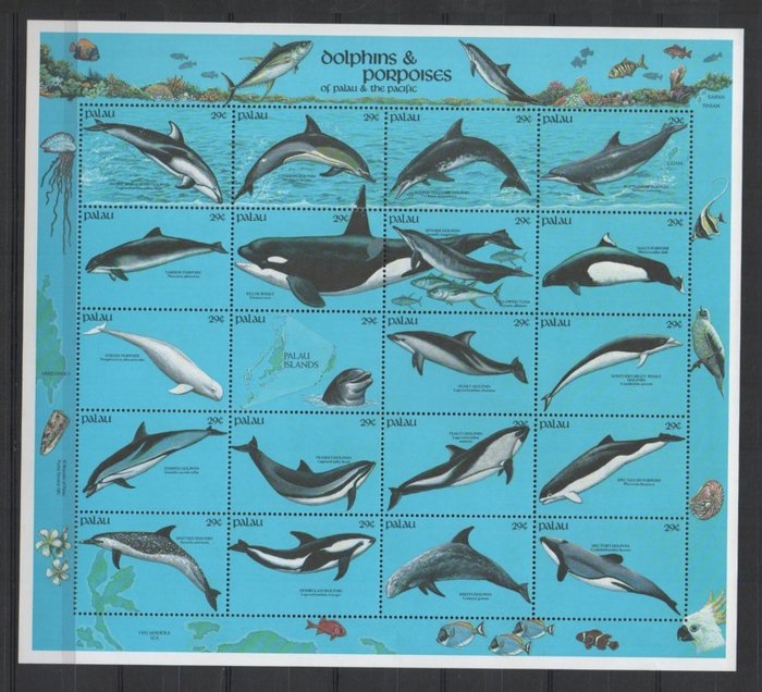Wereld - Leuke verzameling postfrisse Vissen en andere zeedieren op postzegels