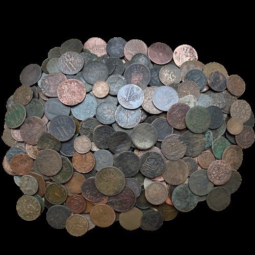 Nederland, en provinciale munten. Groot lot bodemvondst munten, circa 500 stuks. 1600 - heden