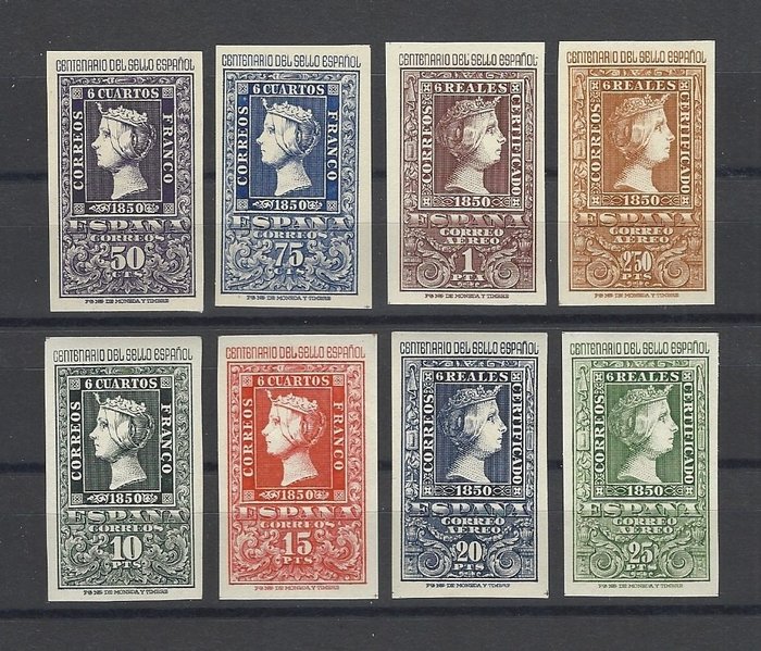 Spanje 1950 - Centennial of Spanish stamps complete set. No Reserve Price - Edifil nº 1075/82