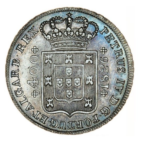 Portugal. D. Pedro IV (1826-1828). Cruzado Novo (480 Reis) 1826 - Coroa Larga - PETRVS IV s/Ponto - Escassa