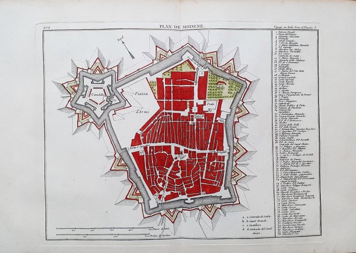 Italia, Emilia Romagna, Modena; J.J.F. De Lalande - Plan de Modene - 1761-1780