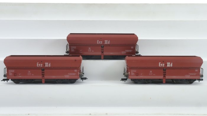 Fleischmann H0 - 1489 - Goederenwagon - Drie 4-assige ertswagens/onder-zelflossers - DB