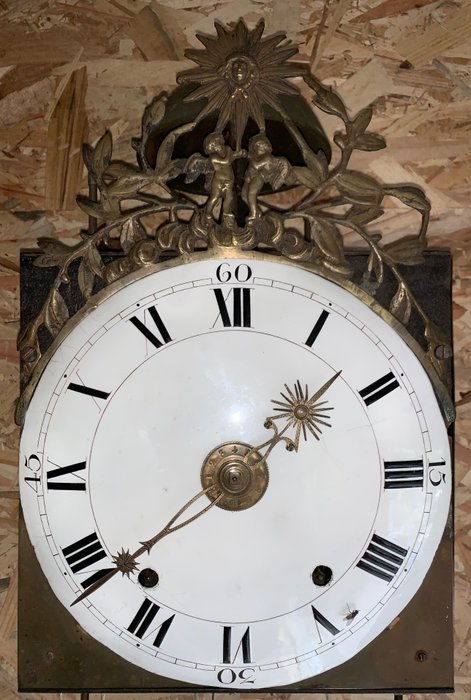 Horloge à pendule - ambachtelijk vervaardigd in Jura -   Émail, Fer (fonte/fer forgé), Laiton - 1800-1850