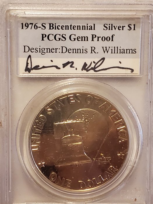 USA. 1 Dollar 1976-S - San Francisco - PCGS - GEM Proof - Designer Dennis R.Williams
