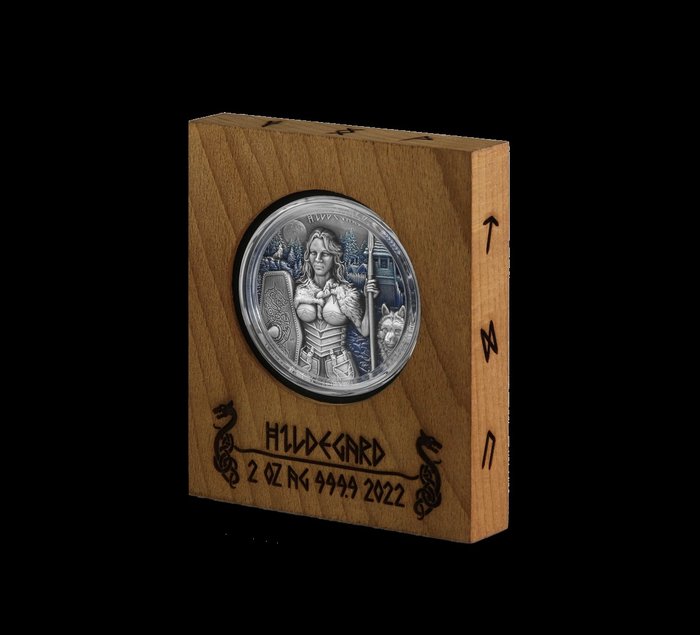 Germany. 10 Mark 2022 Germania Mint Valkyries Hildegard Hight Relief Farbe - 2 Oz mit Box & Zertifikat