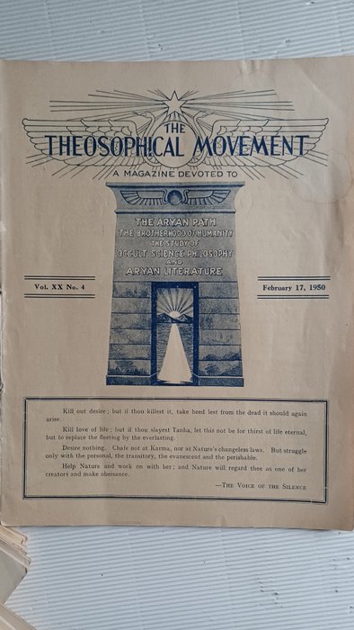 The Aryan Path - The Theosophical Movement. A Magazine Devoted to the Living of the Higher Life. - 1945/1950