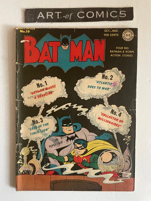 Batman #19 - Joker Appearance - 1st Batman Art By Dick Sprang - Rare Very Early Golden Age Batman Comic - Mid Grade - Hot Book - Softcover - Erstausgabe - (1943)