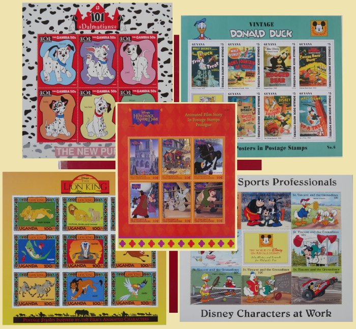 Welt - Thema: Walt Disney - Selection of all kinds of theme sheets in a stock book