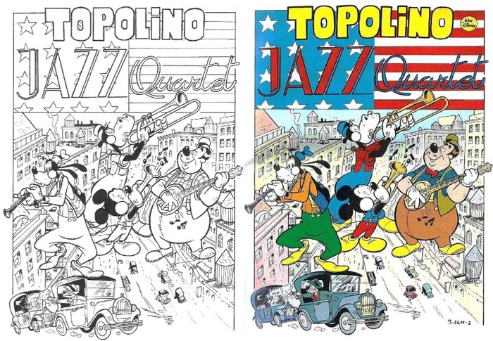 Topolino I TL 2411-2 - Signed original inked page from "Topolino Jazz Quartet" by Valerio Held - page 1 - (2001)