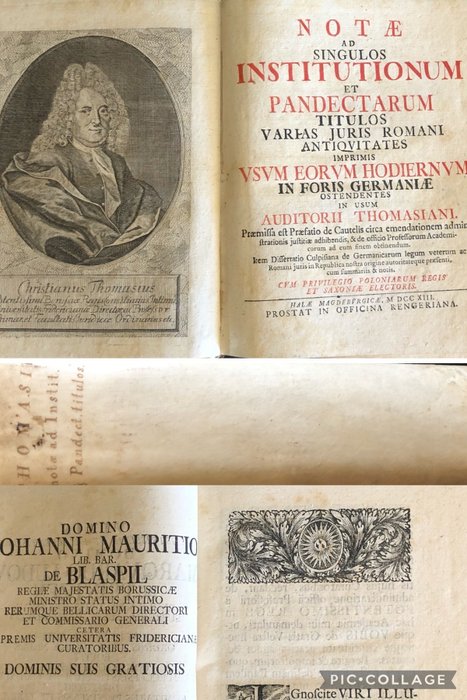 Thomasius, Christianus - Notæ ad singulos Institutionum et Pandectarum titulos varias Juris Romani - 1713
