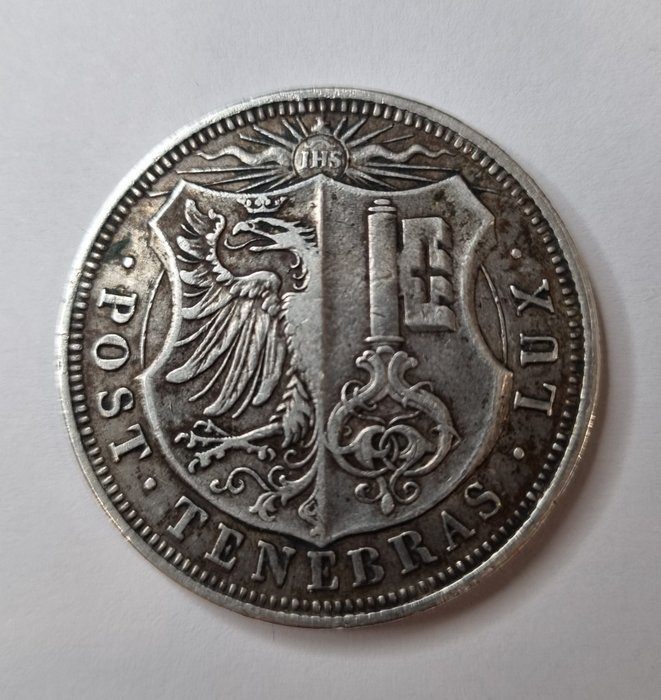 Zwitserland, Genève. 5 Francs 1848 "Post Tenebras Lux"