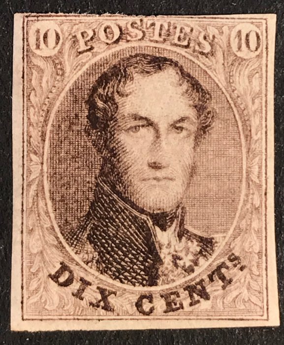 België 1861 - Leopold I Medaillon 10 centimes (Zonder watermerk) - Ruime Marges - OBP 10