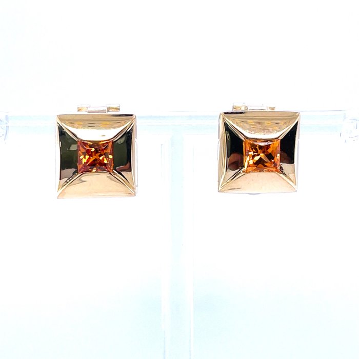 Image 2 of 18 kt. Gold, Yellow gold - Earring, Earrings - 1.40 ct Garnet - Garnets