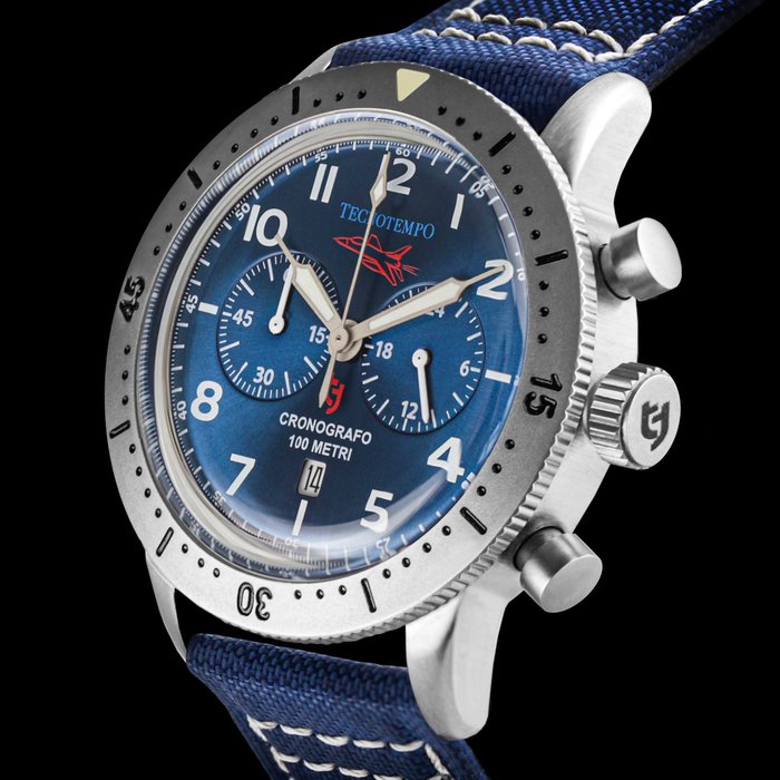 Preview of the first image of Tecnotempo - "NO RESERVE PRICE" Chronograph 100M WR -"Fighter Pilot" Limited Edition - TT.100.QBT -.