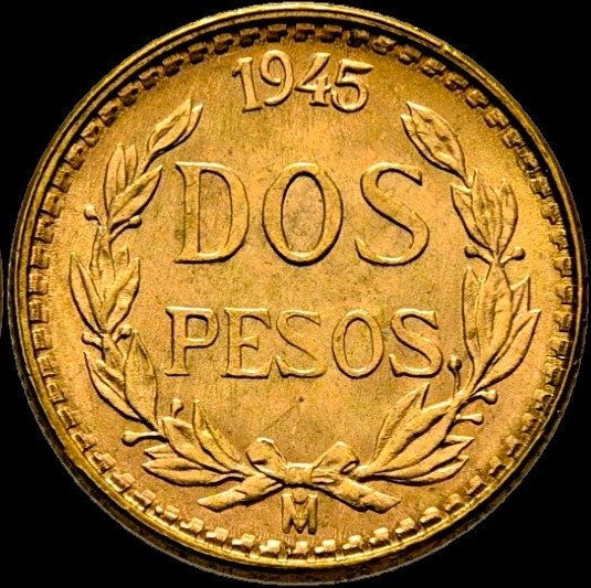 Mexico. 2 Pesos México mint, 1945 M. "ESTADOS UNIDOS MEXICANOS"