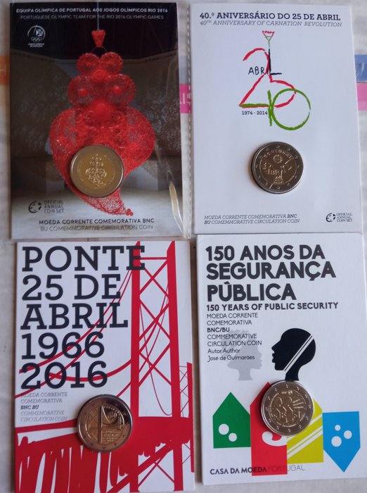 Portugal. 2 Euro 2014-2017 (4 coincards BU)