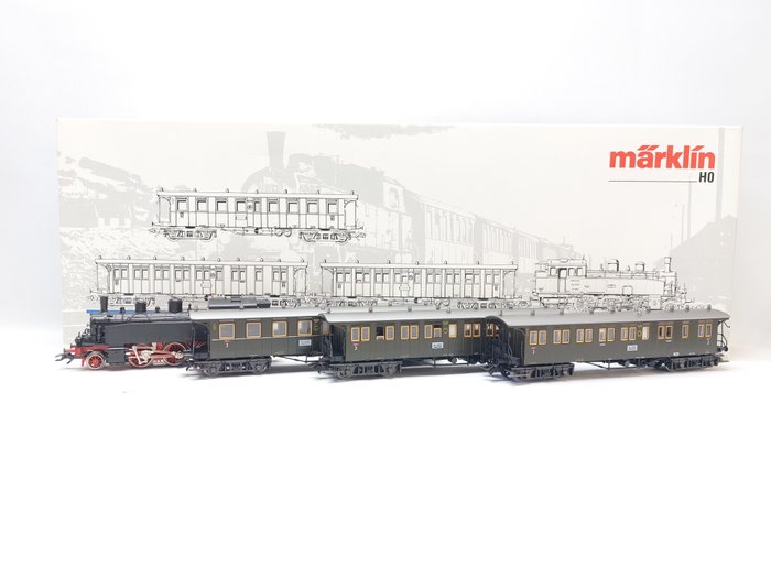 Märklin H0 - 2865 - Set - 4-teiliger Personenzug mit BR 75 und Wagen - DRG