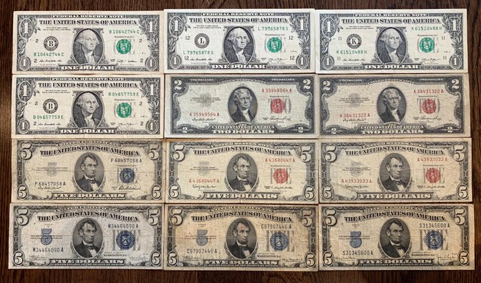 United States of America - 12 banknotes - Various dates