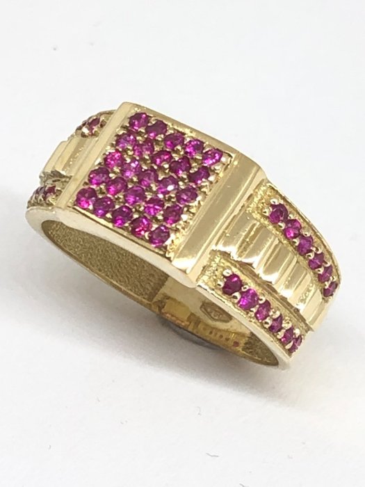 Image 3 of 18 kt. Yellow gold - Ring - 1.47 ct Rubies