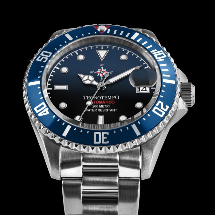 Preview of the first image of Tecnotempo - Diver 200M WR Special Limited Edition "Wind Rose" - TT.200.RDVBN (Blue-Black) - Men -.