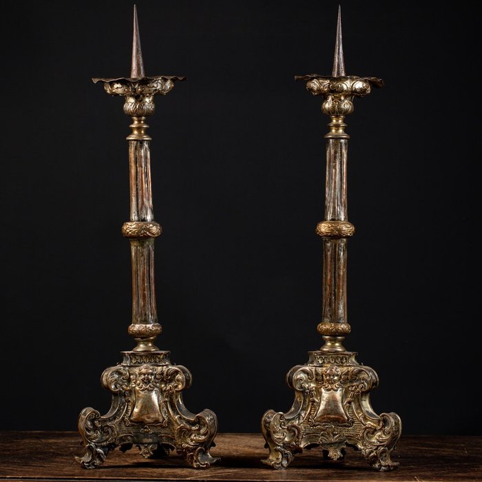 Image 3 of Pair of Napoleon Style Candlesticks - Copper - Late 18th century