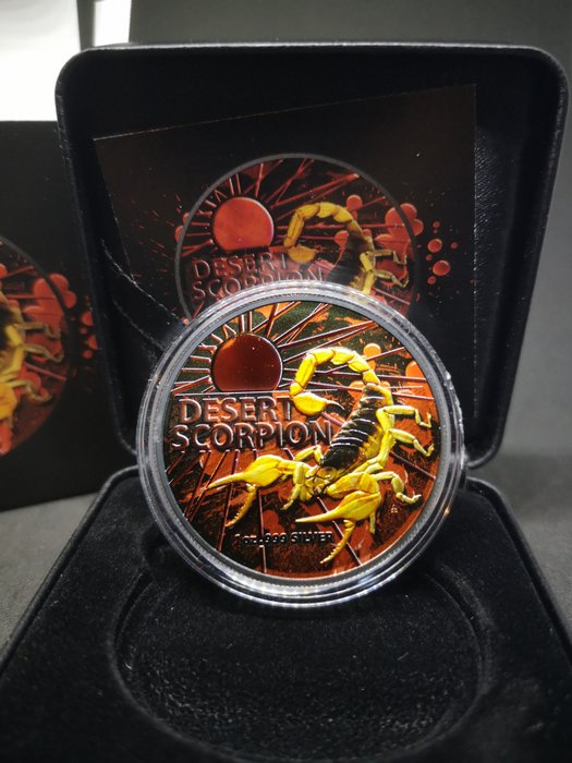 Australien. 1 Dollar 2022 Australia Silver Most Dangerous Desert Scorpion Blood Colorized Coin - 1 Oz