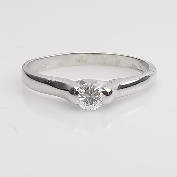 Preview of the first image of 18 kt. White gold - Ring - 0.18 ct Diamond.